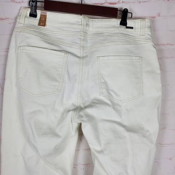 NEW PRANA Buxton Jeans White Boyfriend Jeans Button Fly Sz 12/31 Organic Cotton - Picture 7 of 14